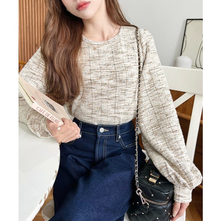 カラーツイードボリュームスリーブプルオーバー | moment+ | 詳細画像16 