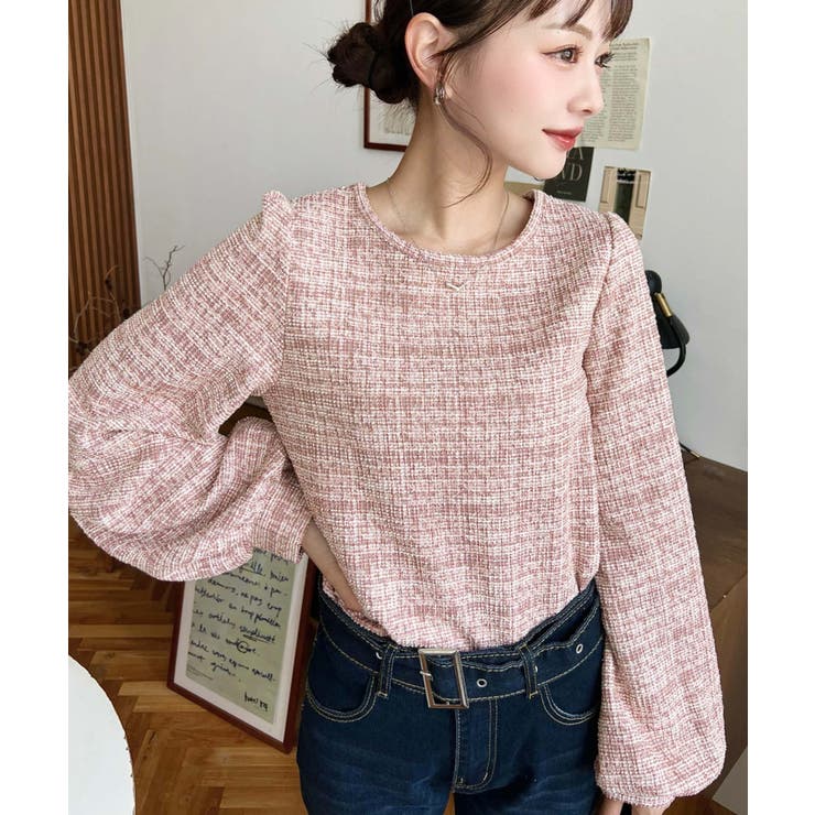 カラーツイードボリュームスリーブプルオーバー | moment+ | 詳細画像28 