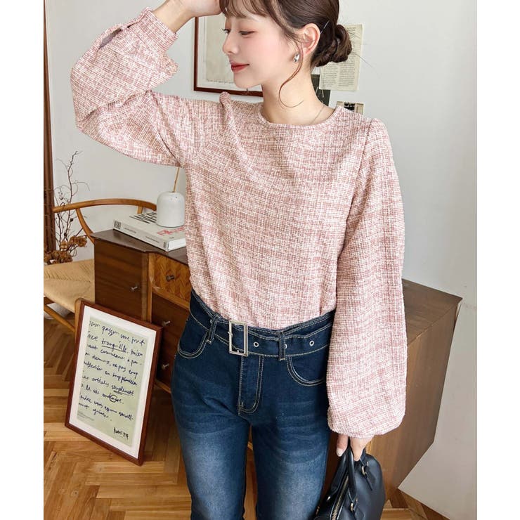 カラーツイードボリュームスリーブプルオーバー | moment+ | 詳細画像29 