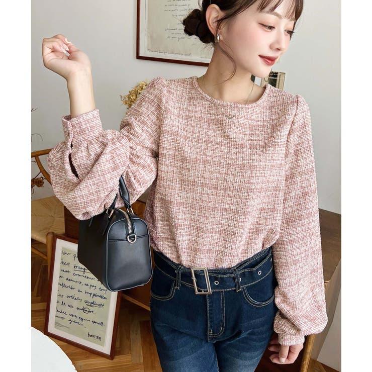 カラーツイードボリュームスリーブプルオーバー | moment+ | 詳細画像30 