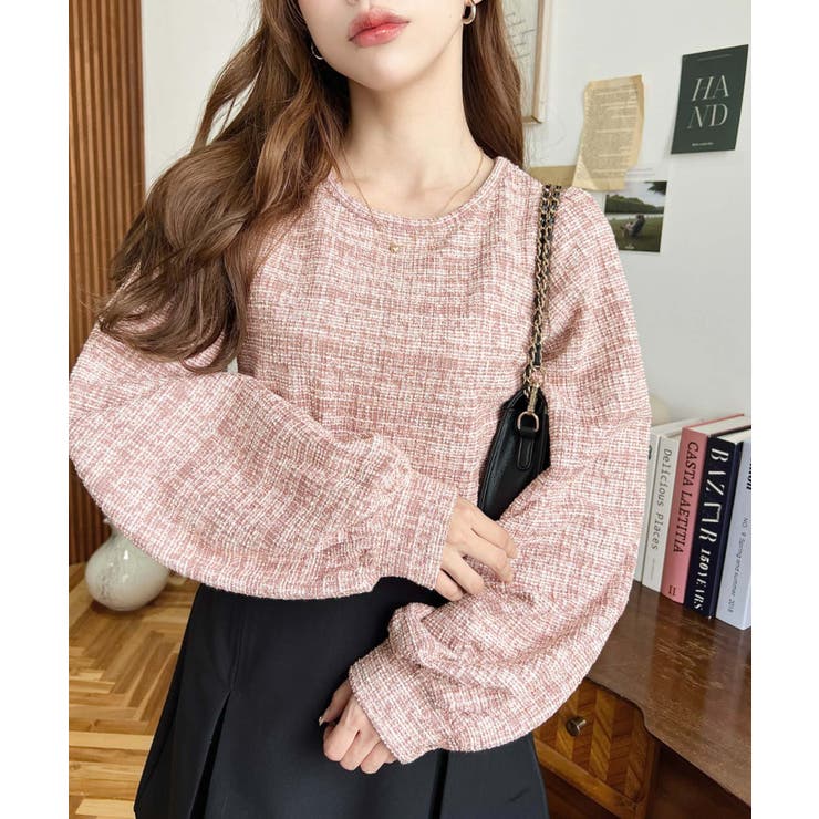 カラーツイードボリュームスリーブプルオーバー | moment+ | 詳細画像33 