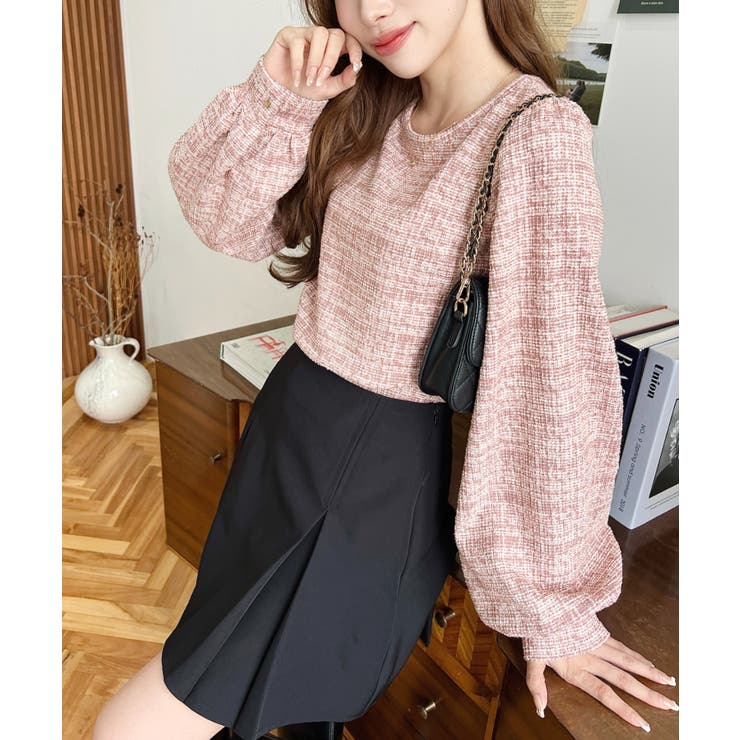 カラーツイードボリュームスリーブプルオーバー | moment+ | 詳細画像34 