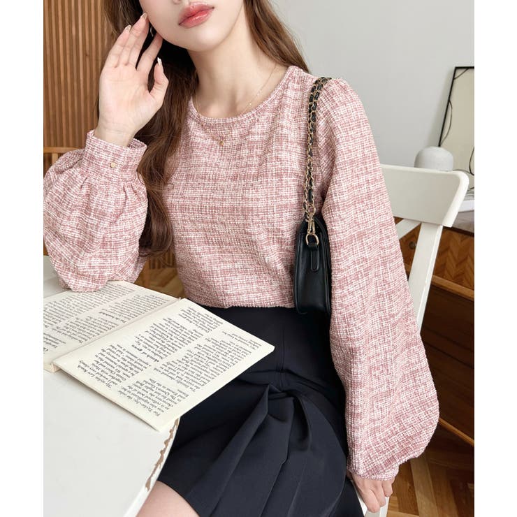 カラーツイードボリュームスリーブプルオーバー | moment+ | 詳細画像35 