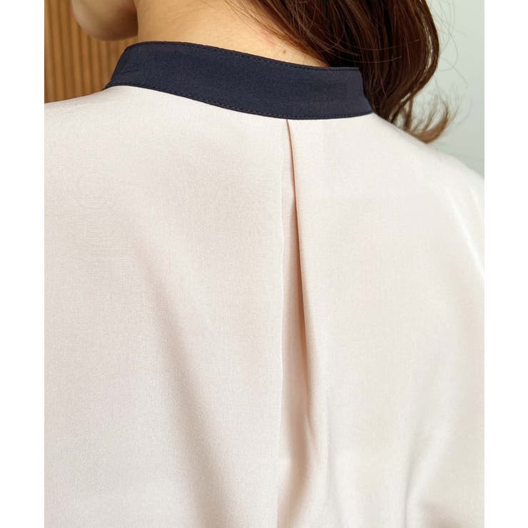 フロントタックバイカラーデザイン長袖ブラウス | moment+ | 詳細画像23 