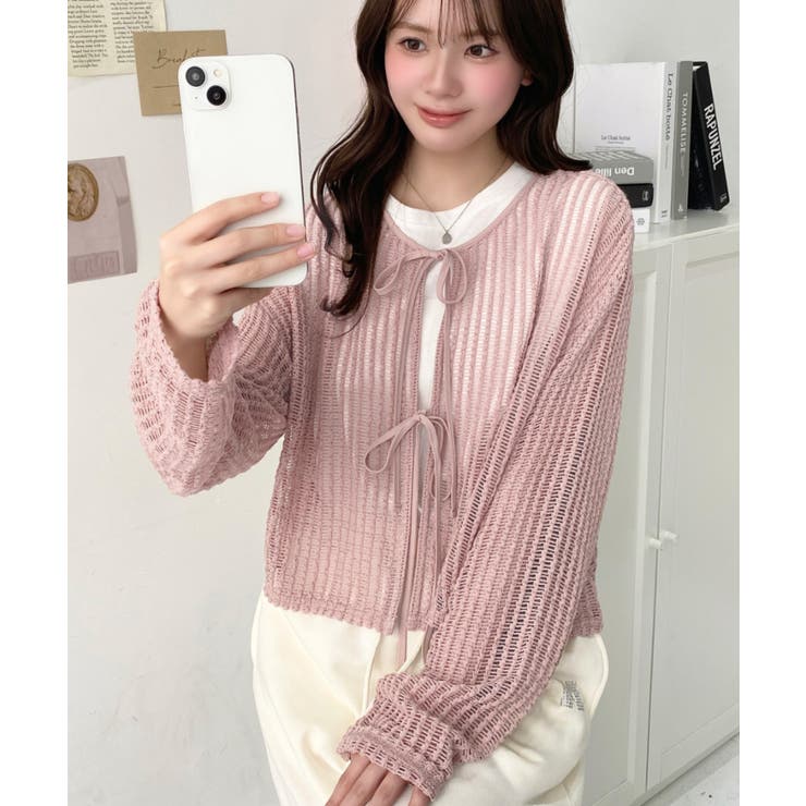 前後2WAYストライプメッシュショート丈(45cm)＆レギュラー丈(68cm)リ… | moment+ | 詳細画像14 