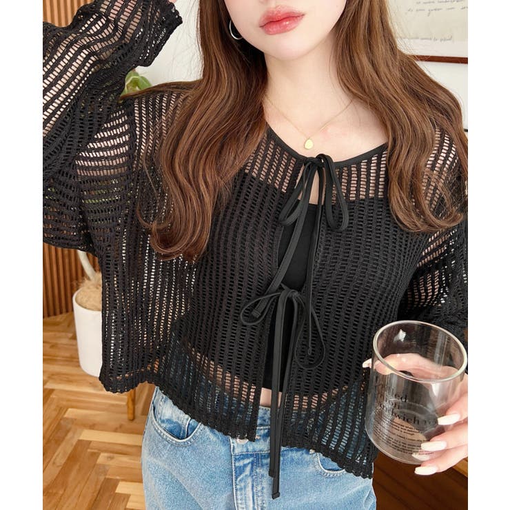 前後2WAYストライプメッシュショート丈(45cm)＆レギュラー丈(68cm)リ… | moment+ | 詳細画像15 