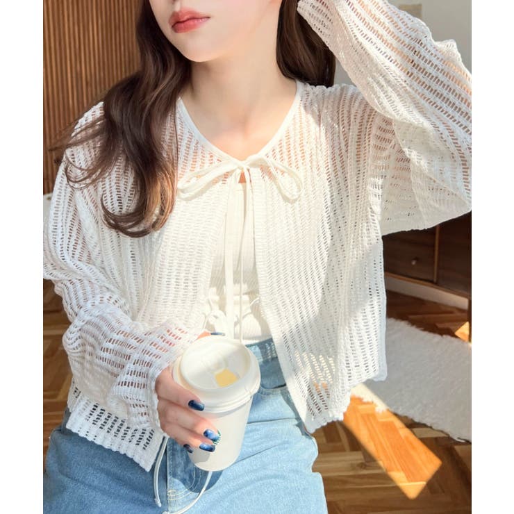 前後2WAYストライプメッシュショート丈(45cm)＆レギュラー丈(68cm)リ… | moment+ | 詳細画像2 