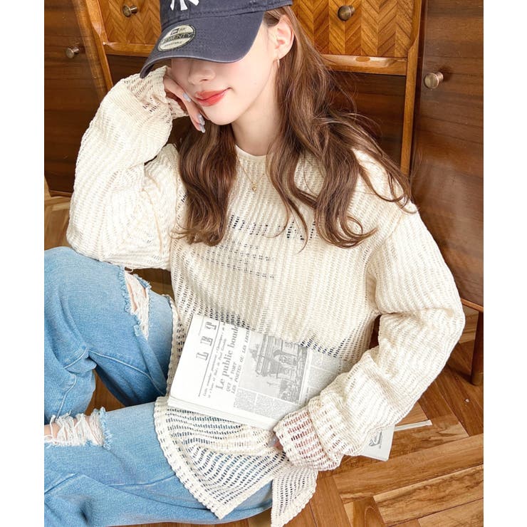 前後2WAYストライプメッシュショート丈(45cm)＆レギュラー丈(68cm)リ… | moment+ | 詳細画像24 