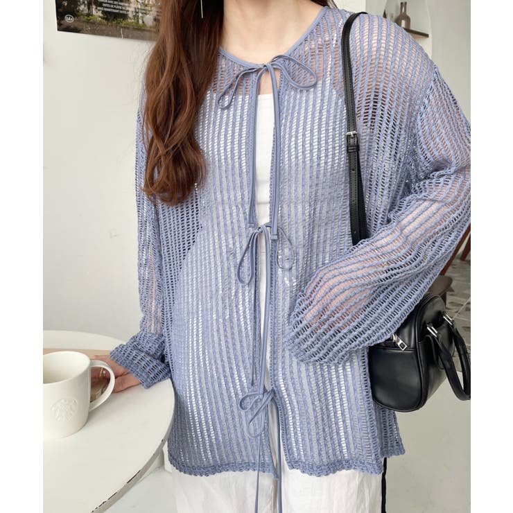 前後2WAYストライプメッシュショート丈(45cm)＆レギュラー丈(68cm)リ… | moment+ | 詳細画像28 