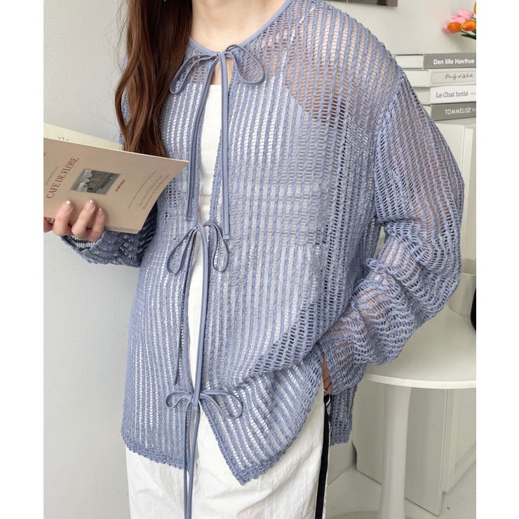 前後2WAYストライプメッシュショート丈(45cm)＆レギュラー丈(68cm)リ… | moment+ | 詳細画像30 