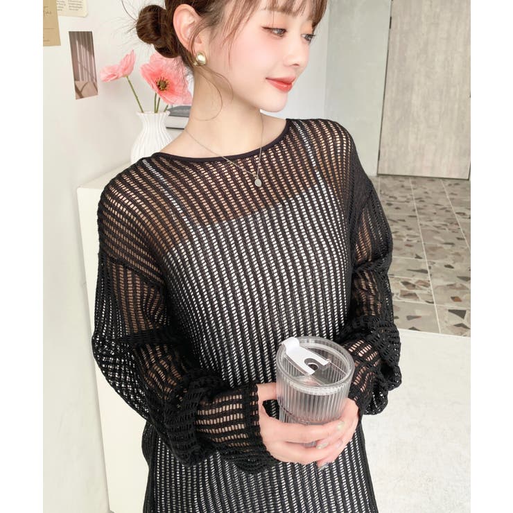 前後2WAYストライプメッシュショート丈(45cm)＆レギュラー丈(68cm)リ… | moment+ | 詳細画像36 