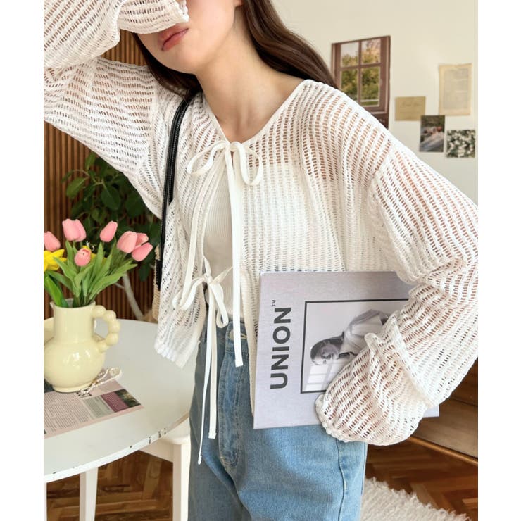 前後2WAYストライプメッシュショート丈(45cm)＆レギュラー丈(68cm)リ… | moment+ | 詳細画像5 