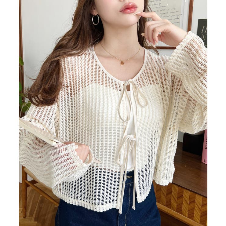 前後2WAYストライプメッシュショート丈(45cm)＆レギュラー丈(68cm)リ… | moment+ | 詳細画像7 