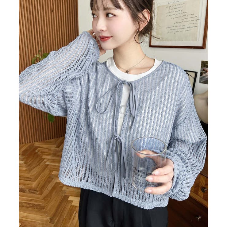 前後2WAYストライプメッシュショート丈(45cm)＆レギュラー丈(68cm)リ… | moment+ | 詳細画像9 