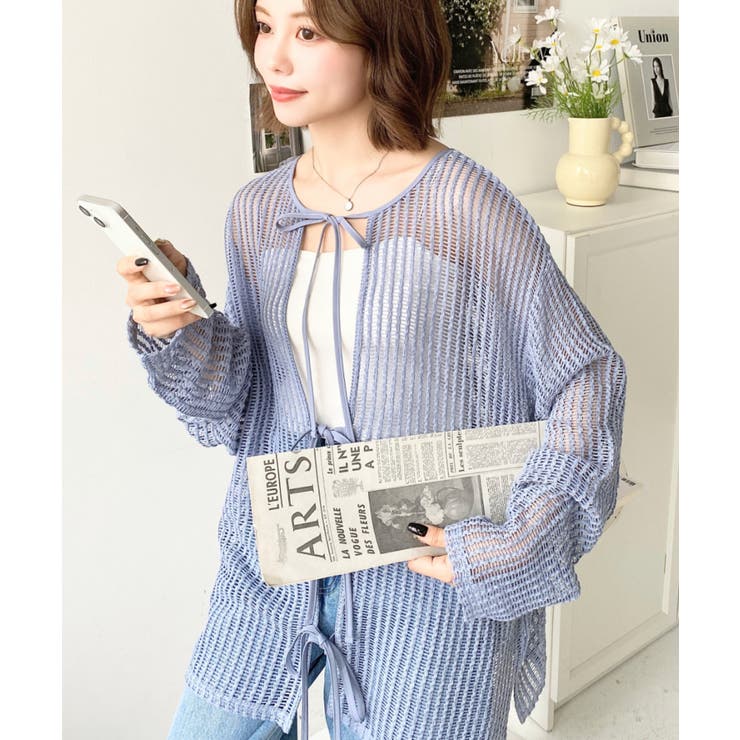 ブルー系その他 | 前後2WAYストライプメッシュショート丈(45cm)＆レギュラー丈(68cm)リ… | moment+