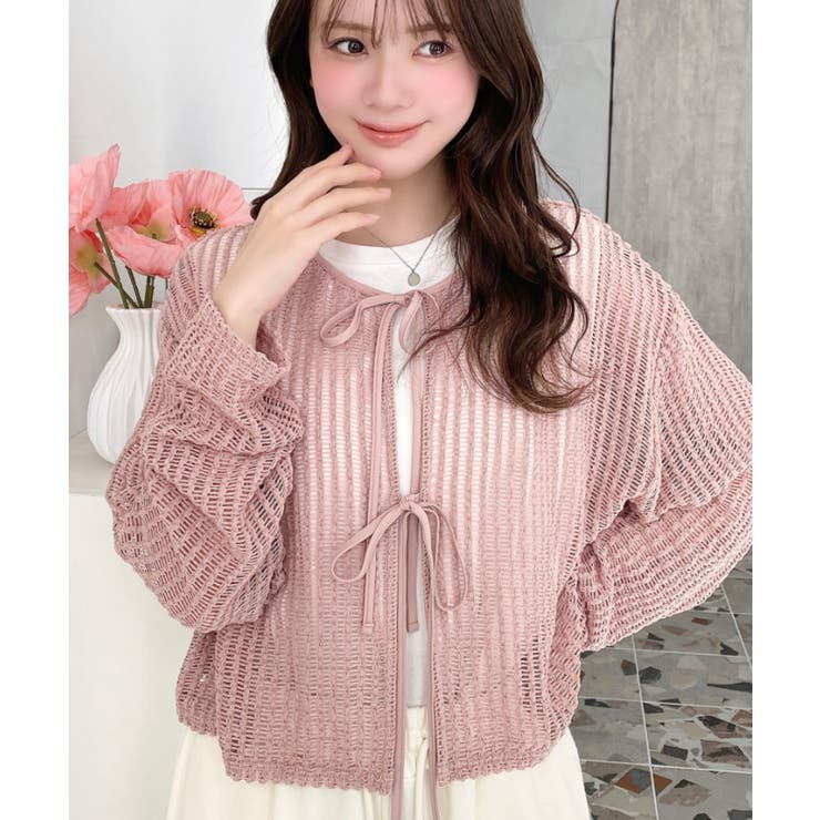 ピンク | 前後2WAYストライプメッシュショート丈(45cm)＆レギュラー丈(68cm)リ… | moment+