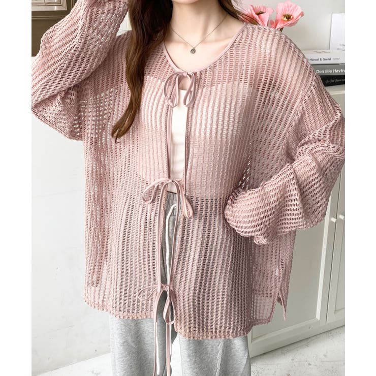 ピンク系その他 | 前後2WAYストライプメッシュショート丈(45cm)＆レギュラー丈(68cm)リ… | moment+