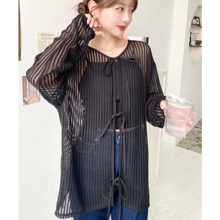 ブラック系その他 | 前後2WAYストライプメッシュショート丈(45cm)＆レギュラー丈(68cm)リ… | moment+