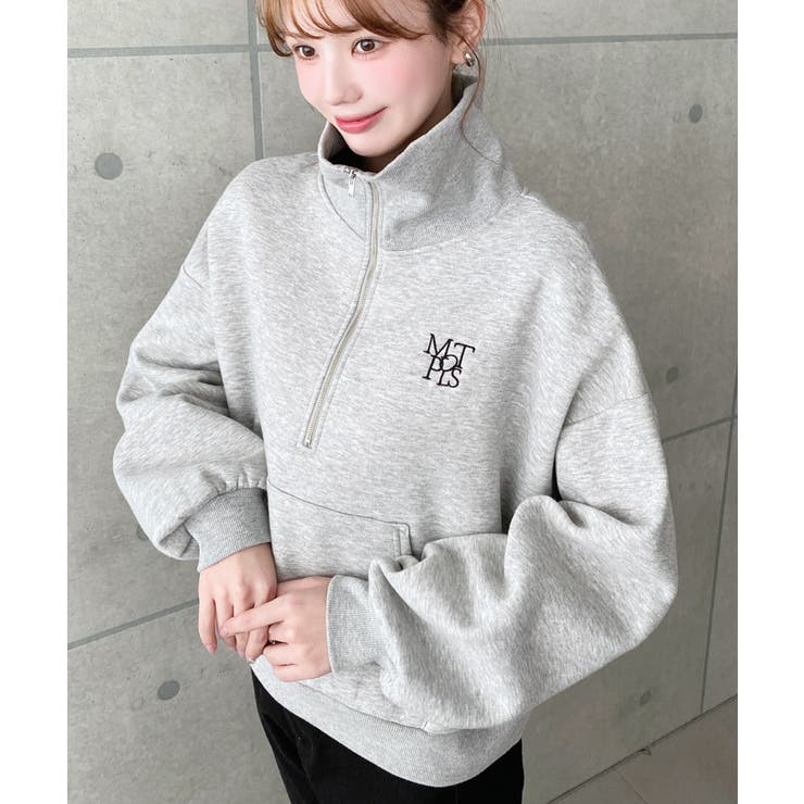 裏起毛ワンポイント刺繍ハーフジップスウェット | moment+ | 詳細画像15 