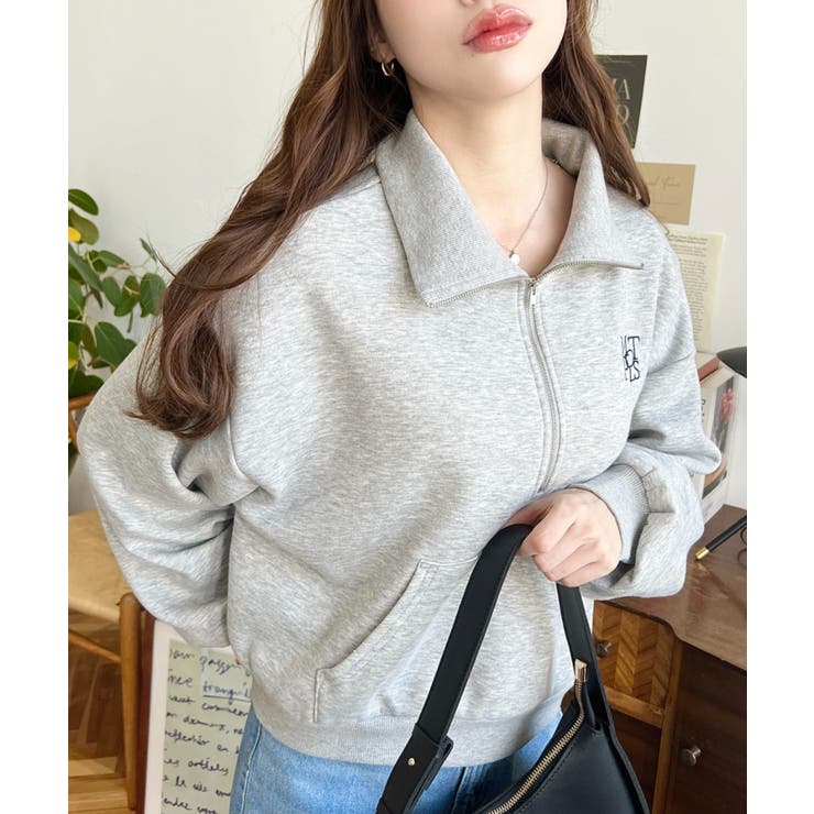 裏起毛ワンポイント刺繍ハーフジップスウェット | moment+ | 詳細画像18 