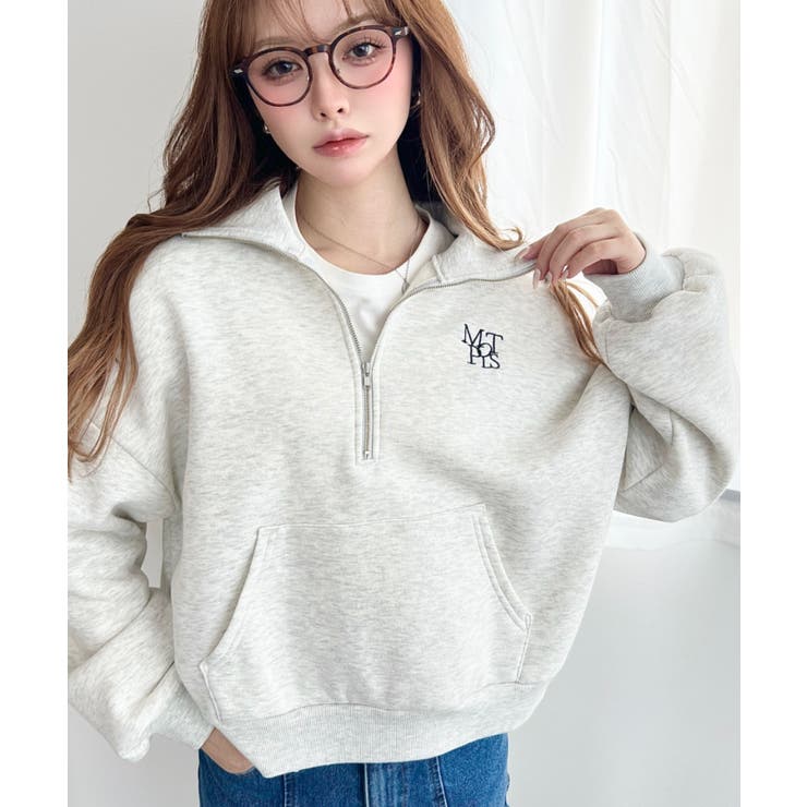 裏起毛ワンポイント刺繍ハーフジップスウェット | moment+ | 詳細画像21 