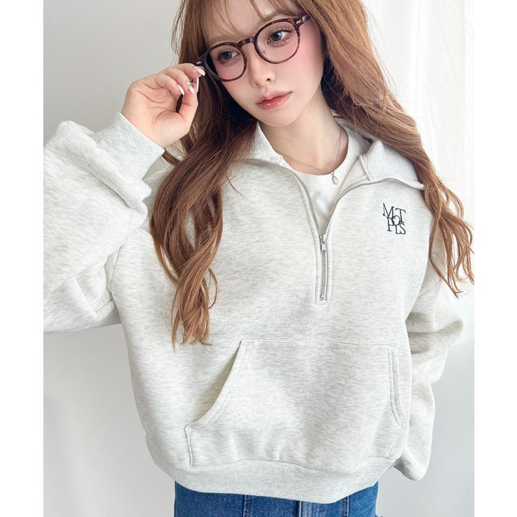 裏起毛ワンポイント刺繍ハーフジップスウェット | moment+ | 詳細画像22 