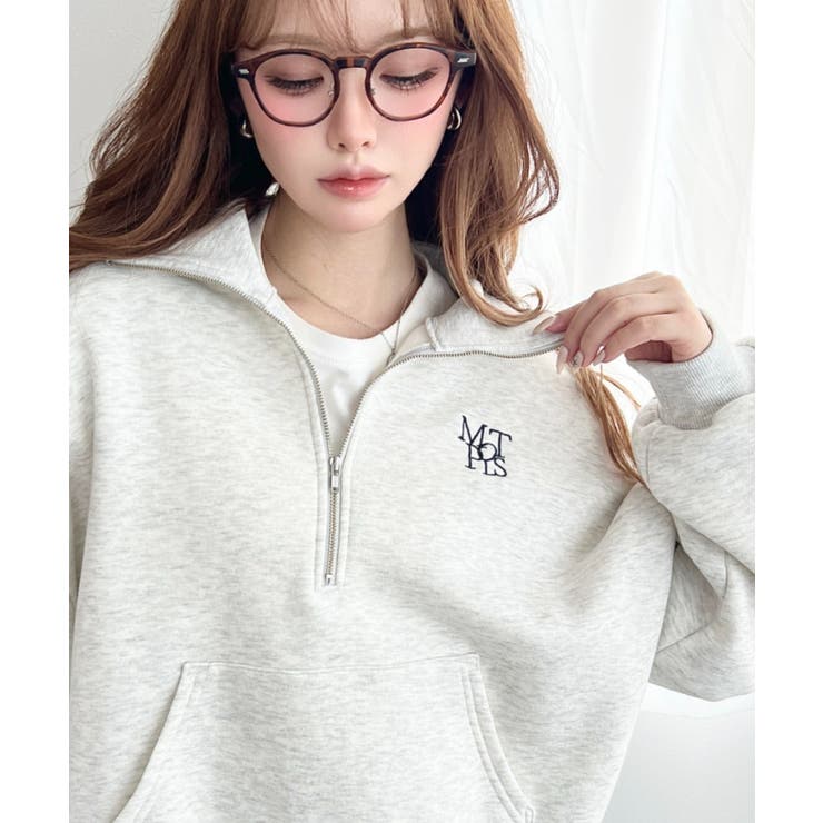 裏起毛ワンポイント刺繍ハーフジップスウェット | moment+ | 詳細画像24 