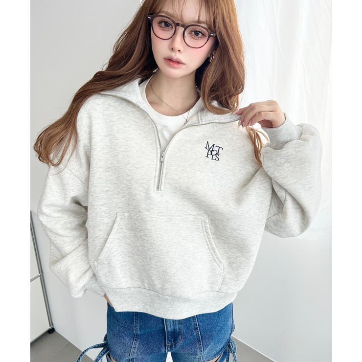 裏起毛ワンポイント刺繍ハーフジップスウェット | moment+ | 詳細画像25 