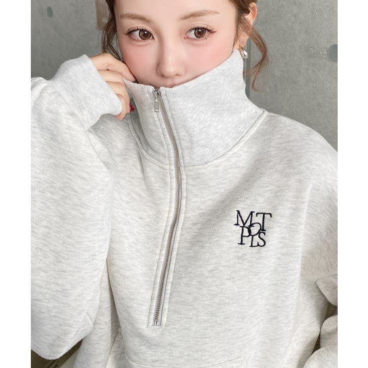 裏起毛ワンポイント刺繍ハーフジップスウェット | moment+ | 詳細画像26 