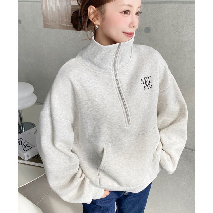 裏起毛ワンポイント刺繍ハーフジップスウェット | moment+ | 詳細画像27 