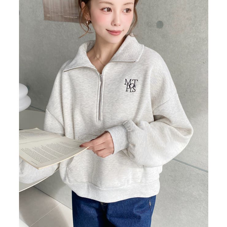 裏起毛ワンポイント刺繍ハーフジップスウェット | moment+ | 詳細画像29 