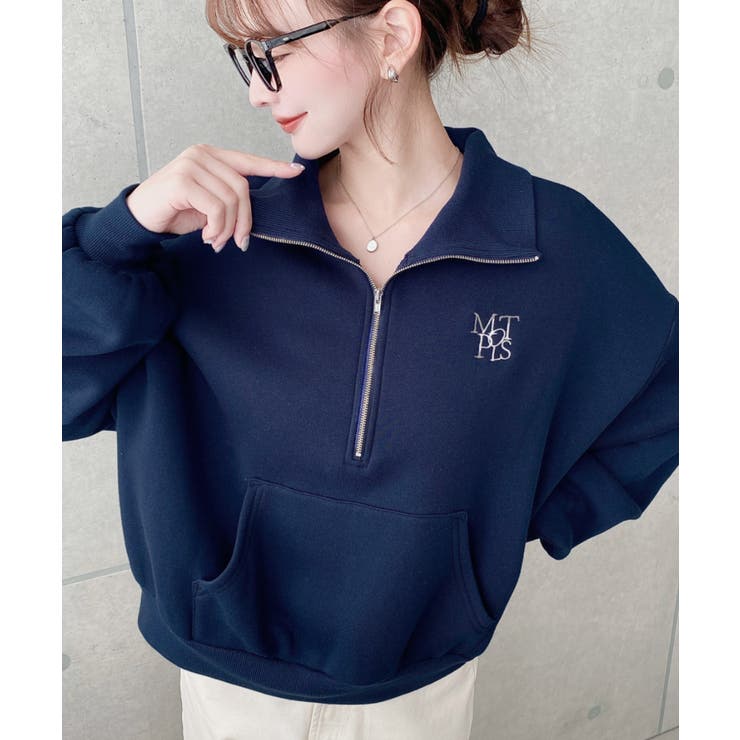 裏起毛ワンポイント刺繍ハーフジップスウェット | moment+ | 詳細画像32 