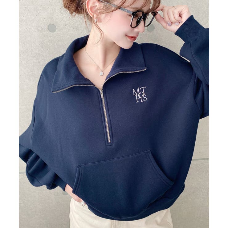 裏起毛ワンポイント刺繍ハーフジップスウェット | moment+ | 詳細画像33 