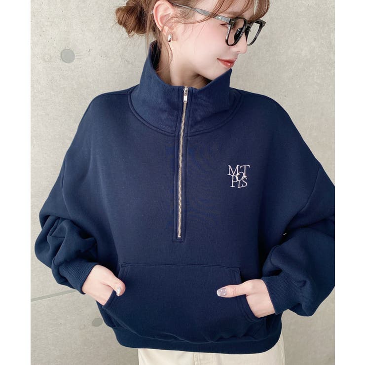 裏起毛ワンポイント刺繍ハーフジップスウェット | moment+ | 詳細画像35 