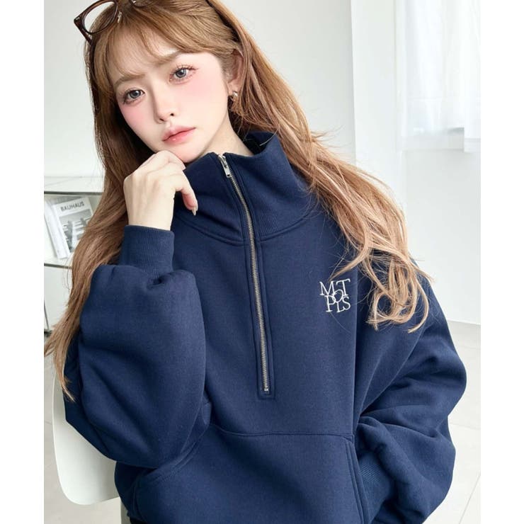 裏起毛ワンポイント刺繍ハーフジップスウェット | moment+ | 詳細画像33 