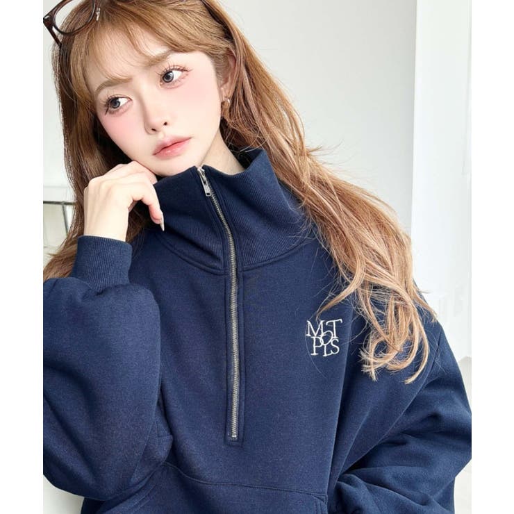 裏起毛ワンポイント刺繍ハーフジップスウェット | moment+ | 詳細画像34 