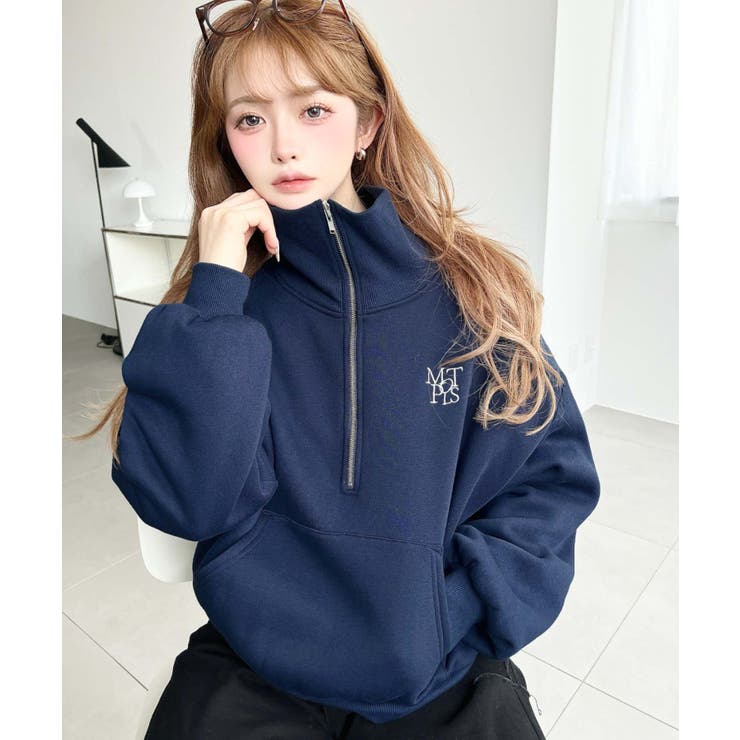 裏起毛ワンポイント刺繍ハーフジップスウェット | moment+ | 詳細画像36 