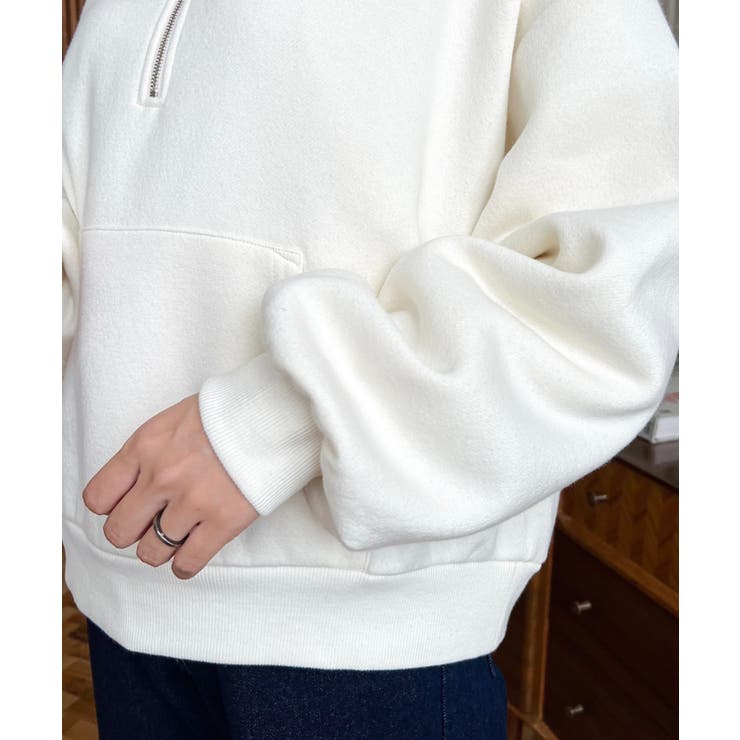 裏起毛ワンポイント刺繍ハーフジップスウェット | moment+ | 詳細画像9 