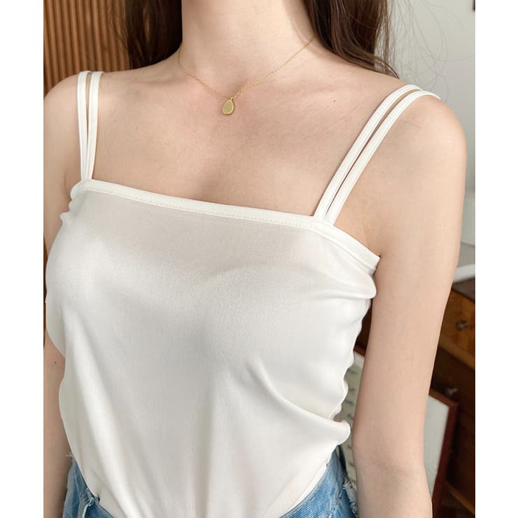 キャミ付き半袖チュールシャーリングプルオーバー | moment+ | 詳細画像9 