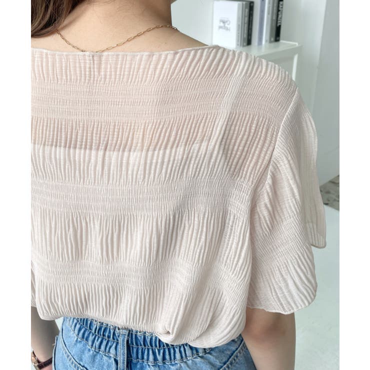 インナーキャミ付きマジョリカプリーツ半袖メローシアープルオーバー | moment+ | 詳細画像9 