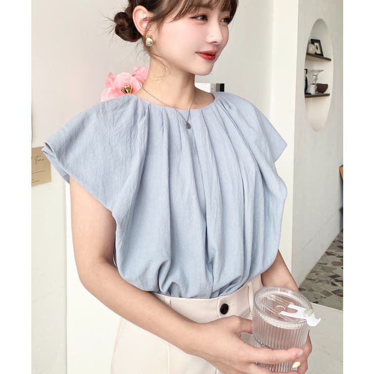 STINA Closet バルーンスリーブ コットン　ブラウス　ボリューム袖　22SS  ・FREE 21STINA-22SS-SH01 コットンワッシャーバルーンスリーブブラウス[品番：ERMW0000063