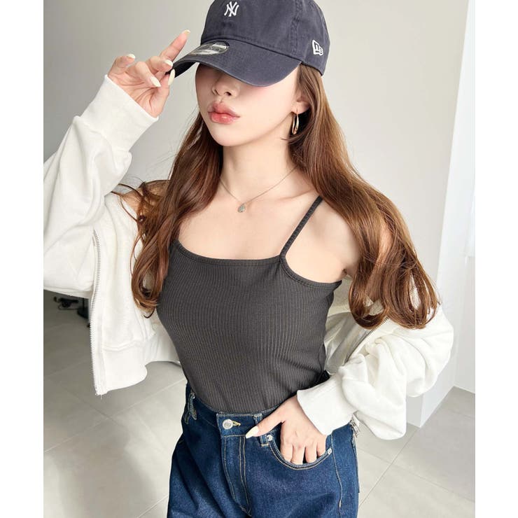 カップ付きテレコリブスクエアキャミソール | moment+ | 詳細画像15 