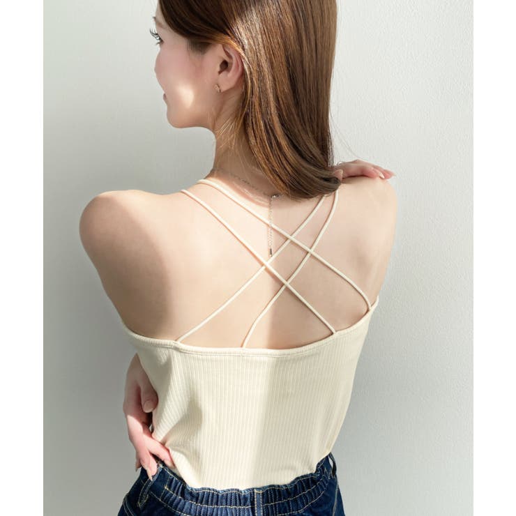 カップ付きバッククロスストラップスクエアキャミソール | moment+ | 詳細画像15 