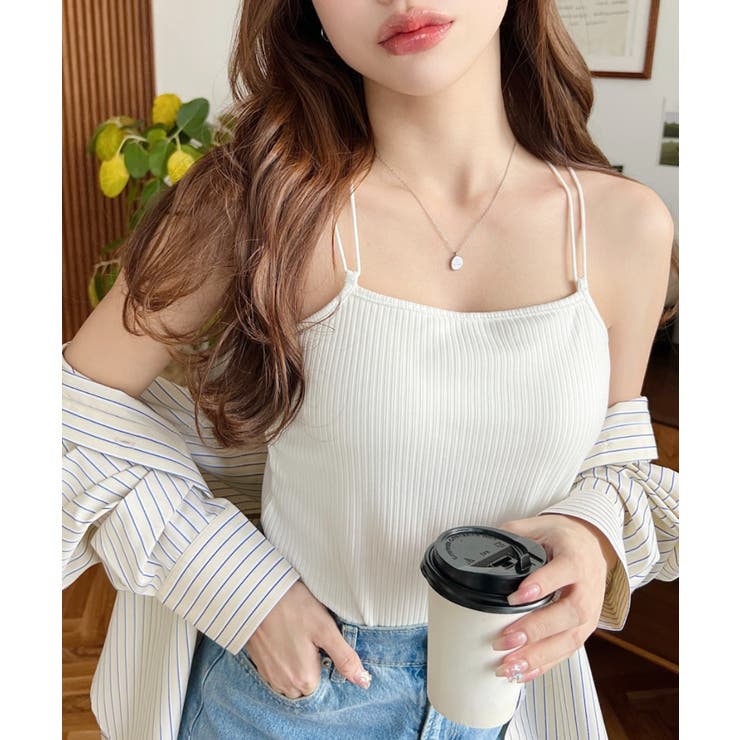 カップ付きバッククロスストラップスクエアキャミソール[品番