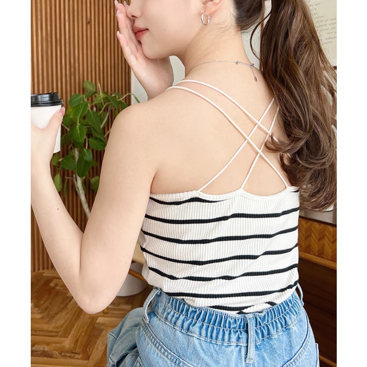 カップ付きバッククロスストラップスクエアキャミソール | moment+ | 詳細画像29 