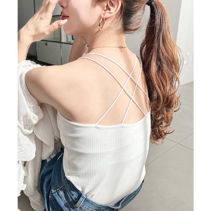 カップ付きバッククロスストラップスクエアキャミソール | moment+ | 詳細画像4 