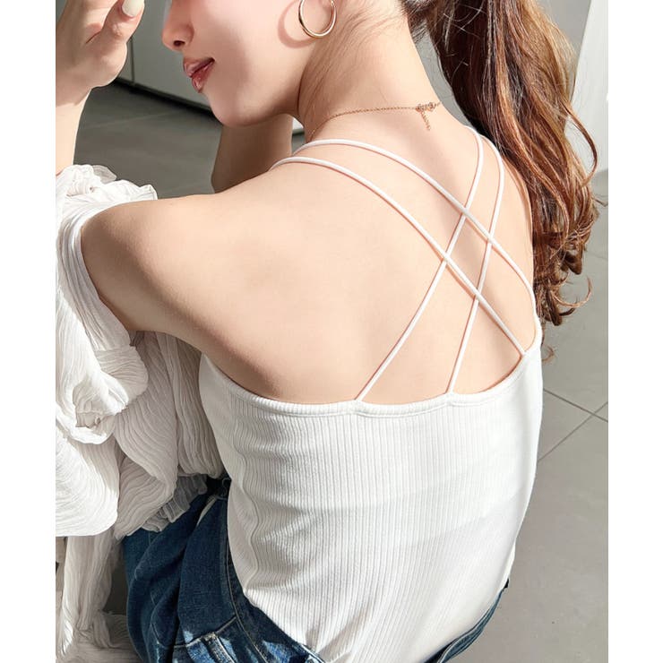 カップ付きバッククロスストラップスクエアキャミソール | moment+ | 詳細画像5 