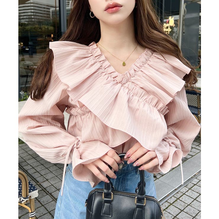 ドビーストライプマルチウェイオフショルクロスフリルショート丈ブラウス | moment+ | 詳細画像33 