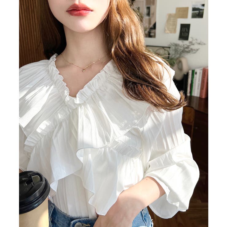 シャルミエール ストライプフリルスカート/ストライプリボンブラウス ボルドー M ストライプフリルスカート | Chalmiere | axes femme onlineshop