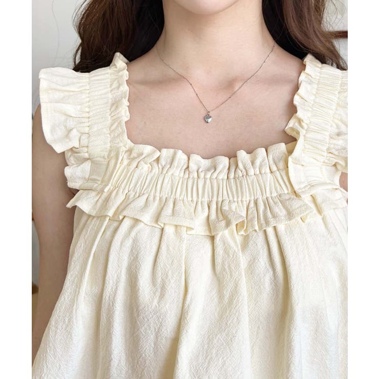 コットンワッシャーフリルショルダーバルーンシルエットノースリーブトップス | moment+ | 詳細画像21 